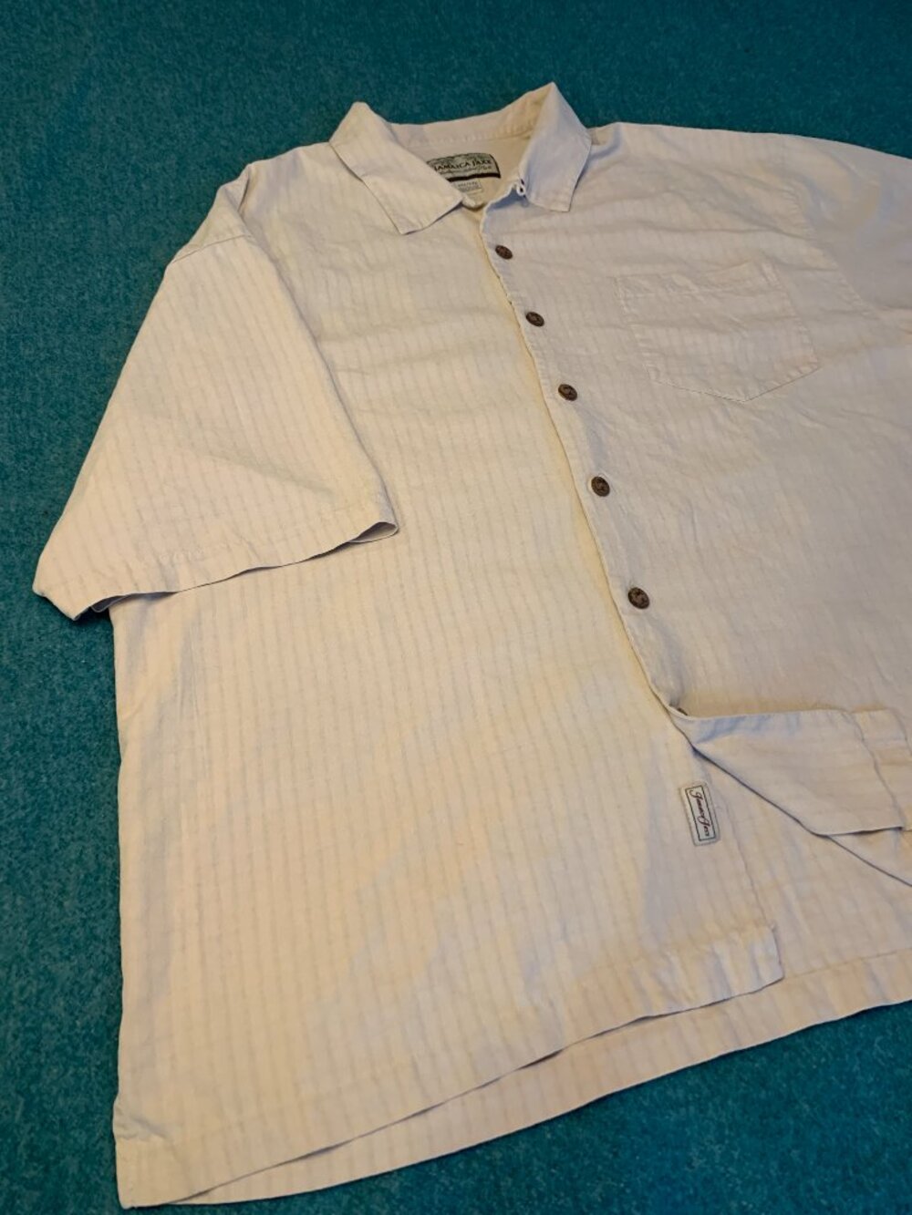 Jamaica Jaxx 100% Silk Men’s XXL Button-Up Beige Camp Shirt